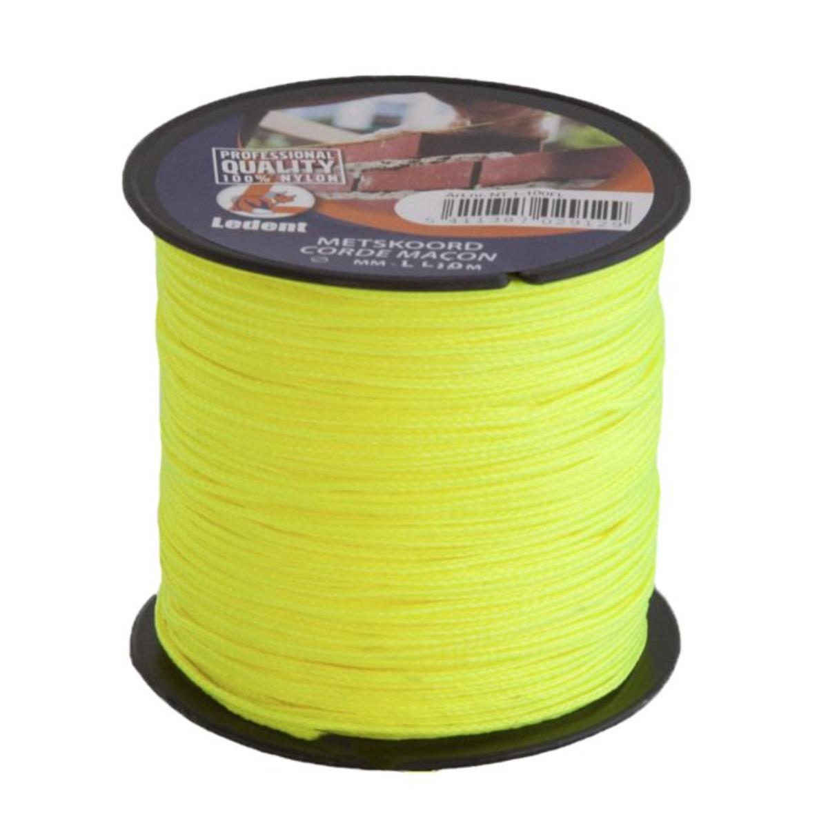 Gevlochten nylon metserskoord 1,5 mm – 70 m – fluogeel